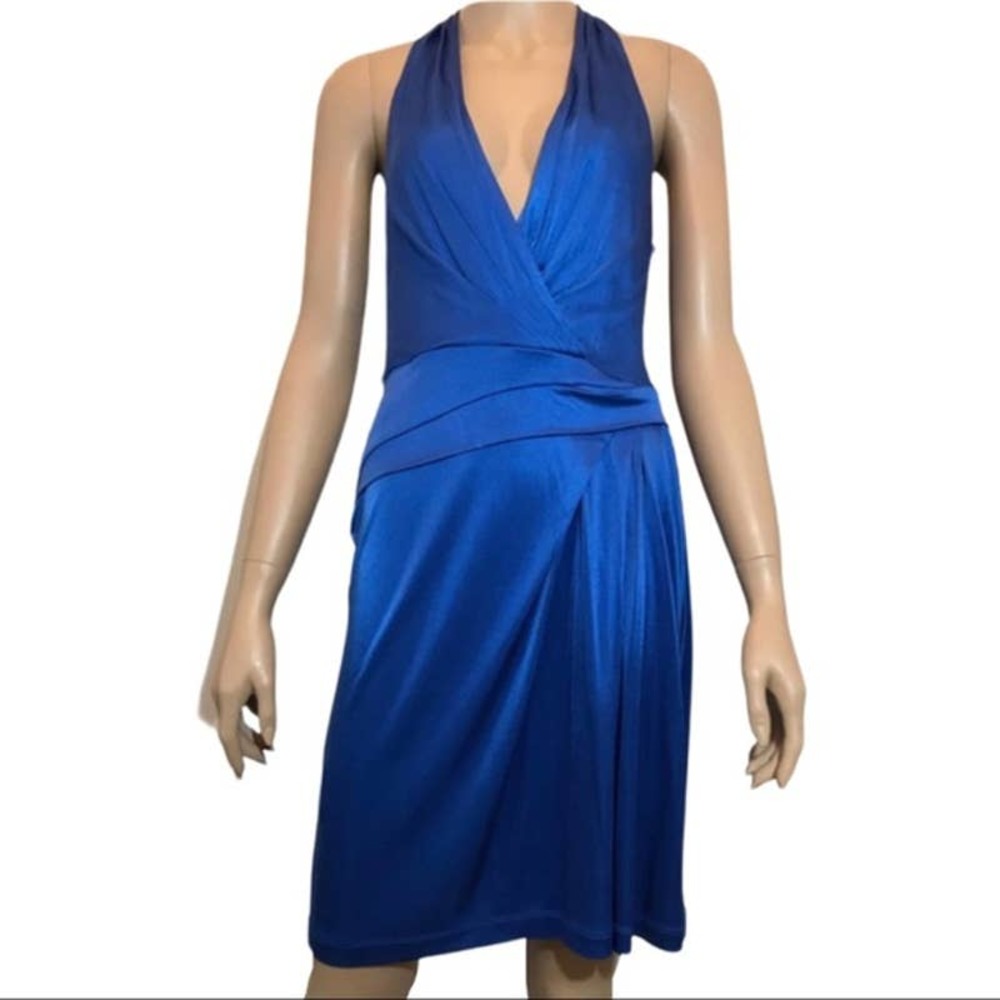 BCBGMaxAzria | NWT Blue Silk Halter Mini Dress